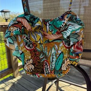Tropical Print Ruffle Top